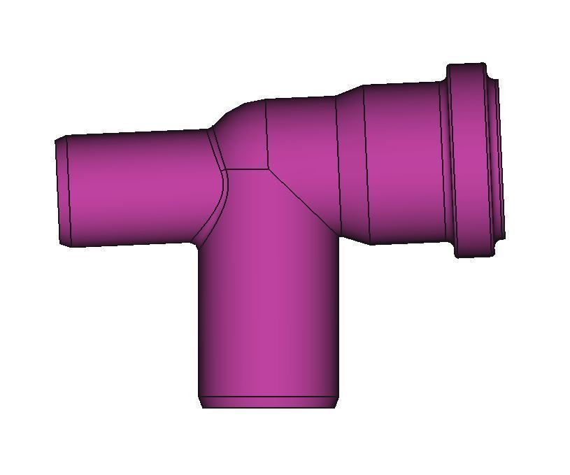 DN 50 BOGEN MIT UEBERLAUFSTUTZEN DN40 DRUCKBAR 3D-DRUCKMODELL 3D print model_2