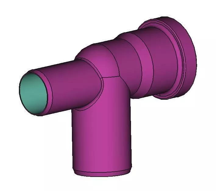 DN 50 BOGEN MIT UEBERLAUFSTUTZEN DN40 DRUCKBAR 3D-DRUCKMODELL 3D print model_0