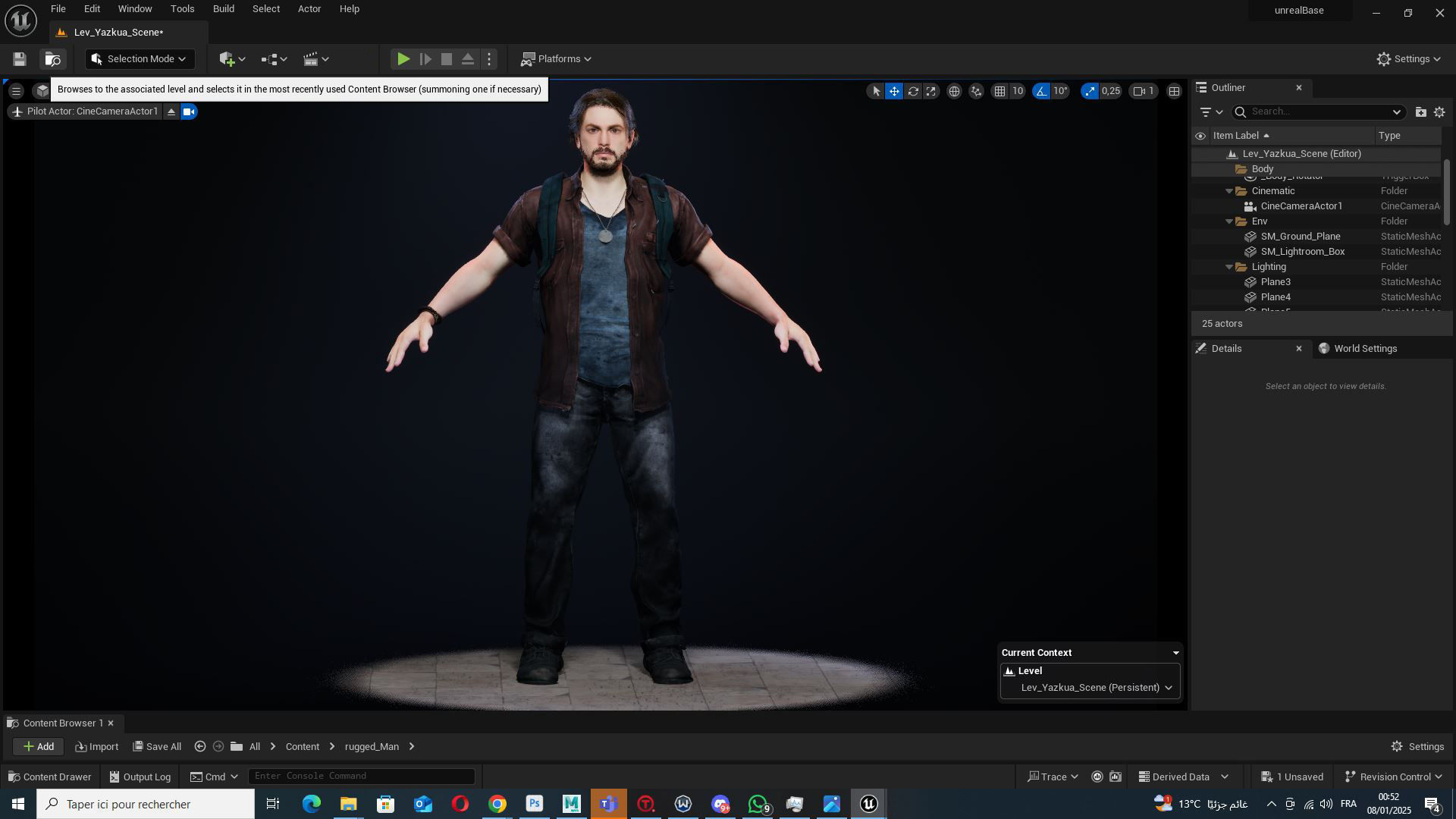 Realistic Man In Adventure Outfit Low-poly 3D model_19