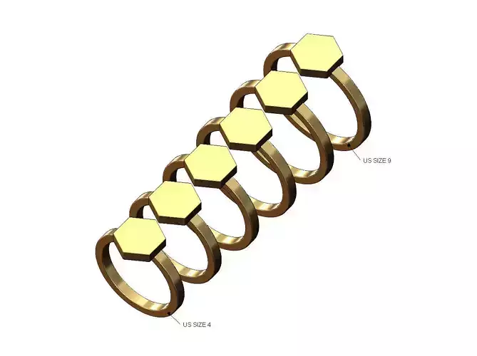 Small engravable hexagonal ring US sizes 4to9