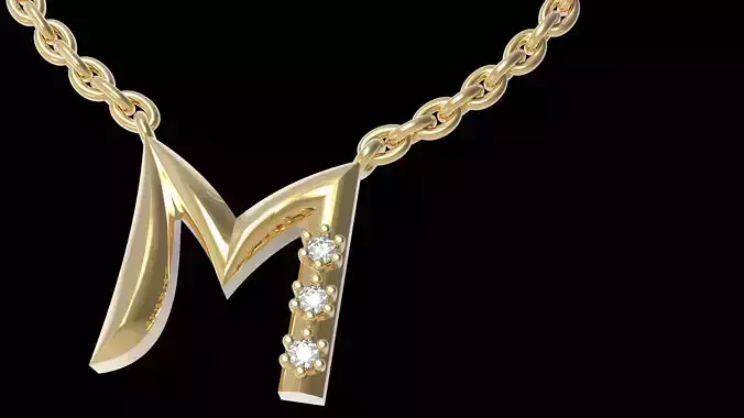 Pendant Neckace Initial Letter M 3D print model