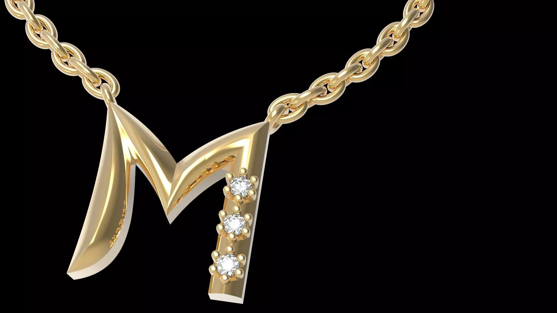 Pendant Neckace Initial Letter M 3D print model