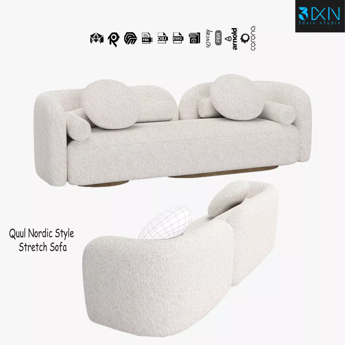 Quul Nordic Style Stretch Sofa 3D model