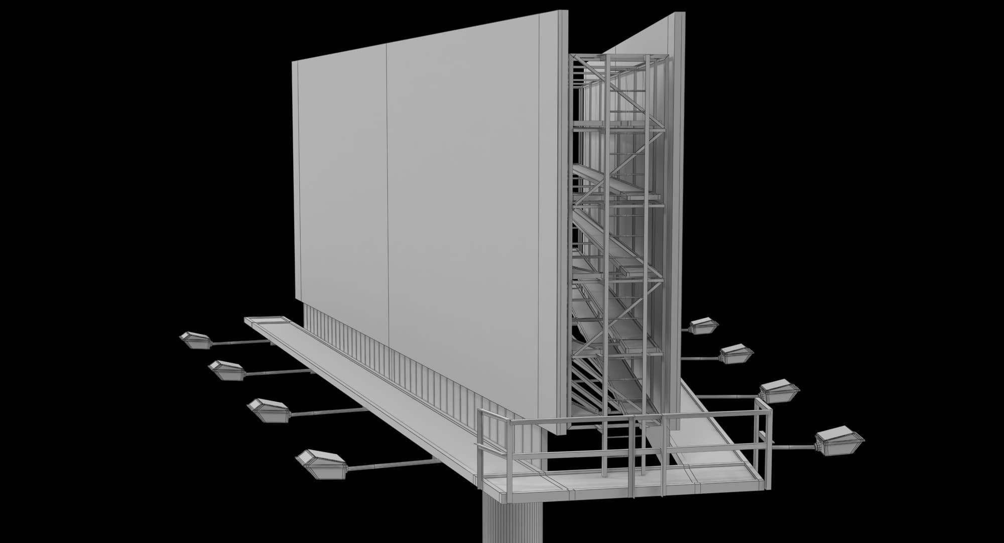 Billboard 2 Grey Low-poly 3D model_22