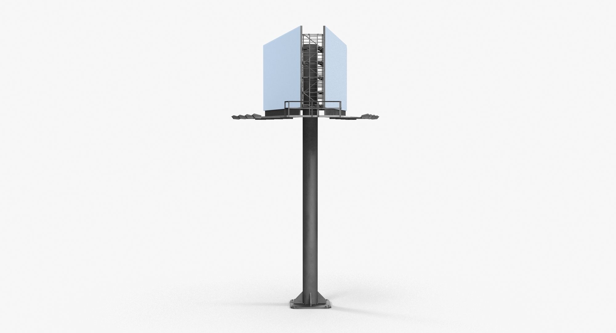 Billboard 2 Grey Low-poly 3D model_9