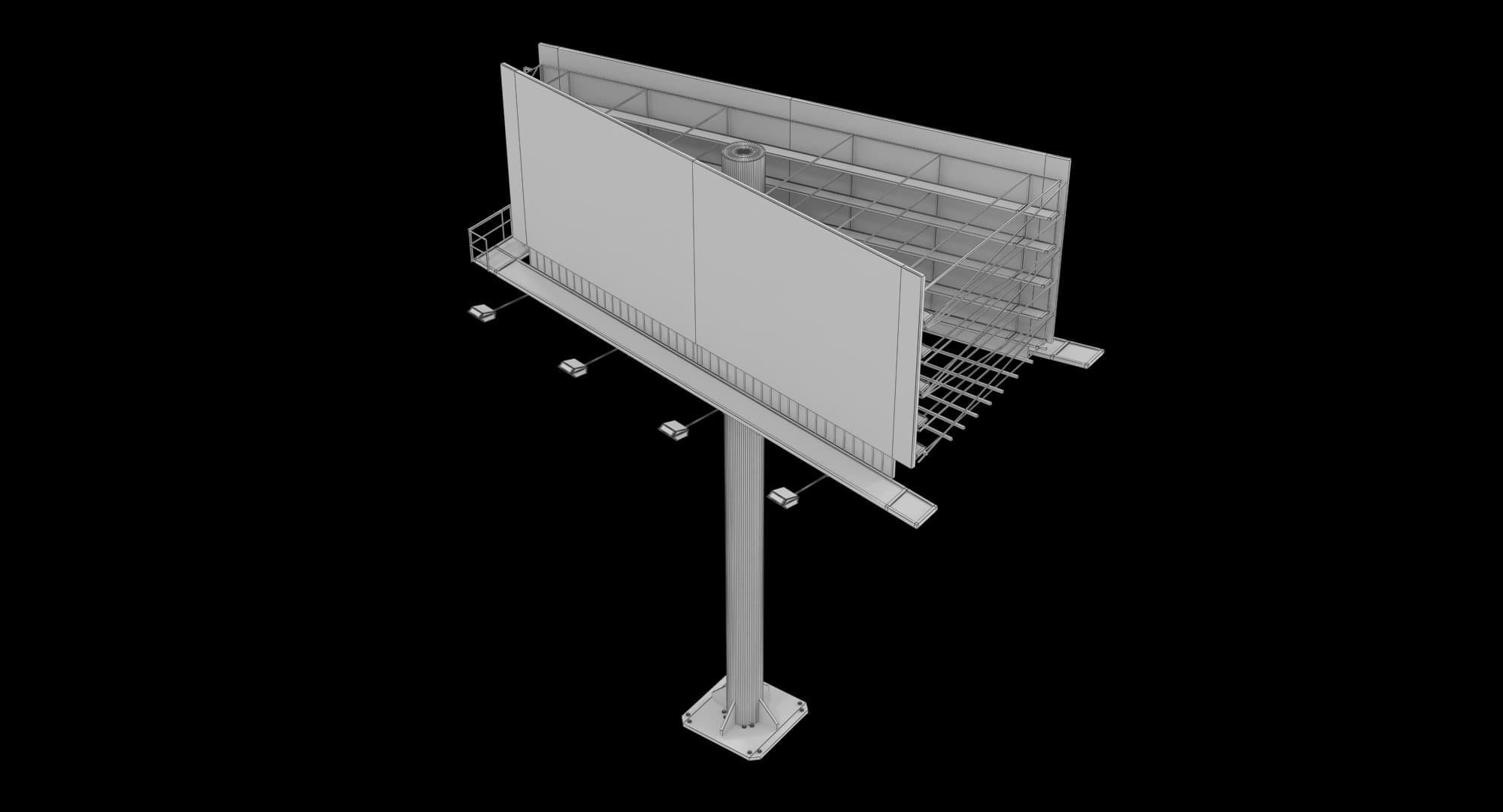 Billboard 2 Grey Low-poly 3D model_20