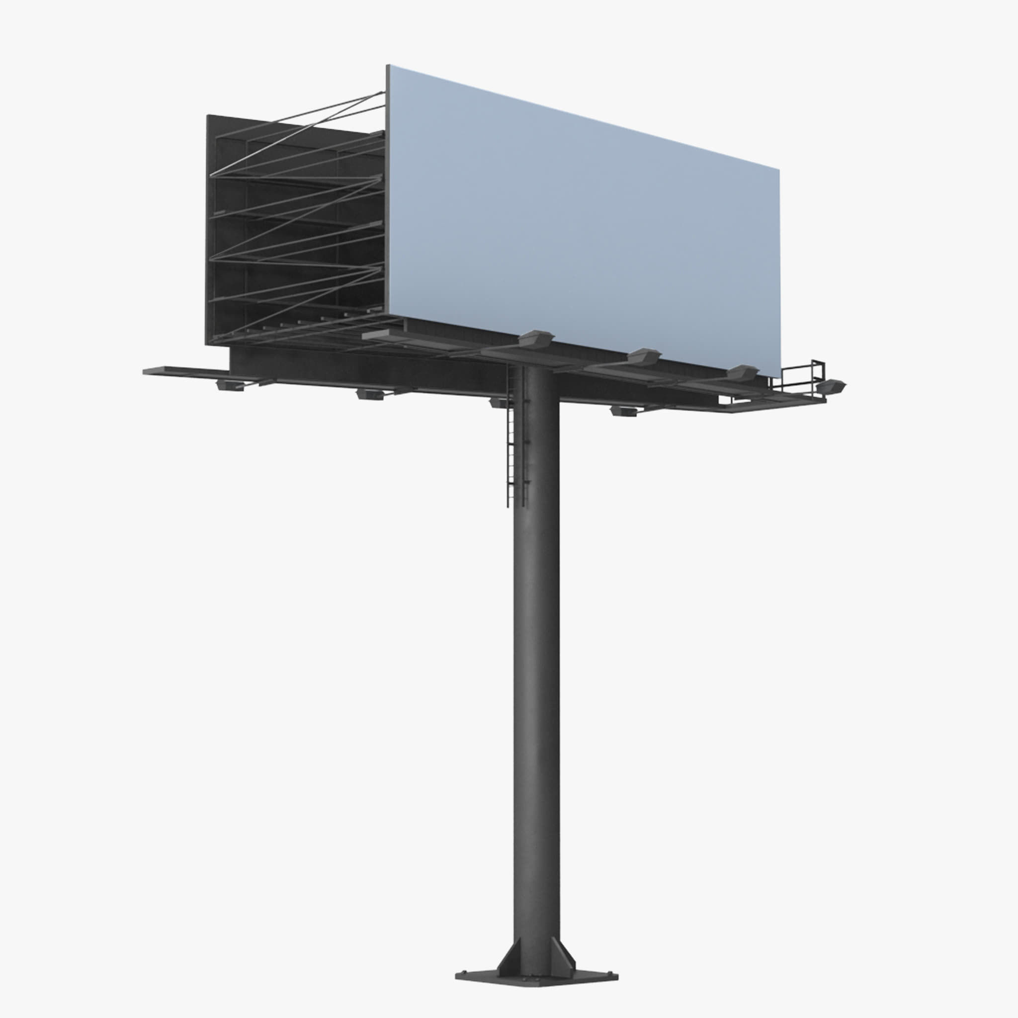 Billboard 2 Grey Low-poly 3D model_6