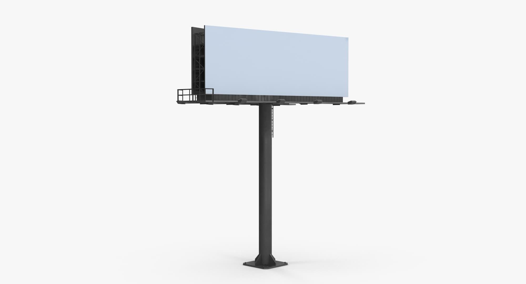 Billboard 2 Grey Low-poly 3D model_3