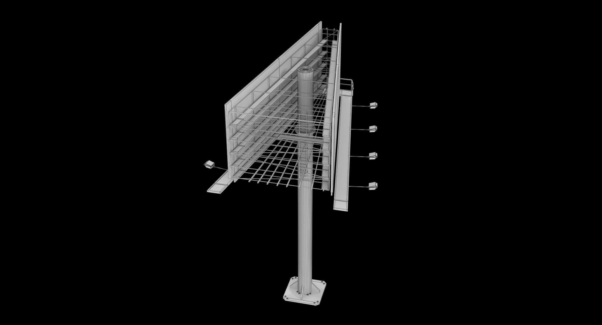 Billboard 2 Grey Low-poly 3D model_19