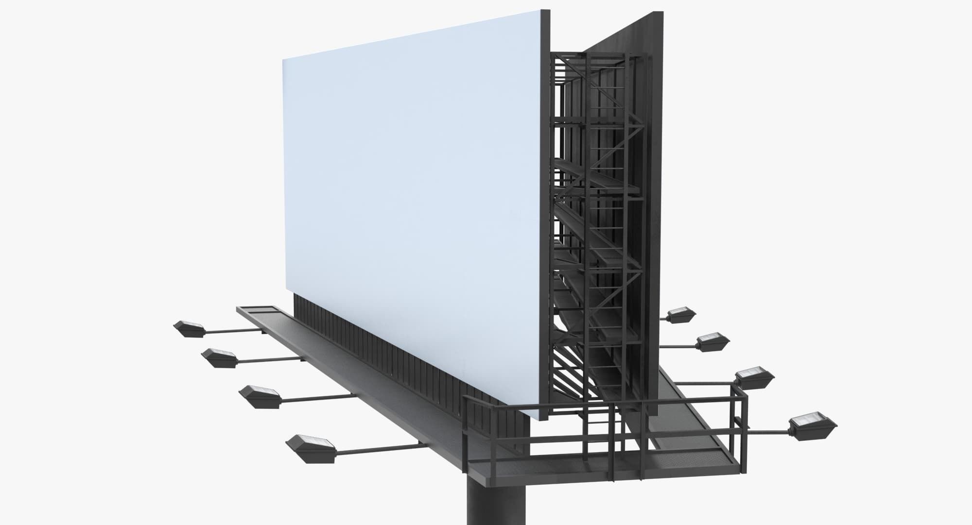 Billboard 2 Grey Low-poly 3D model_4