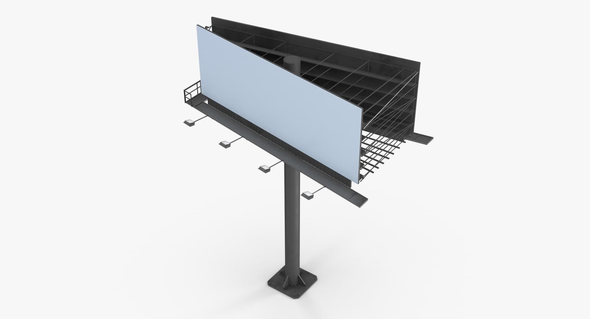 Billboard 2 Grey Low-poly 3D model_2