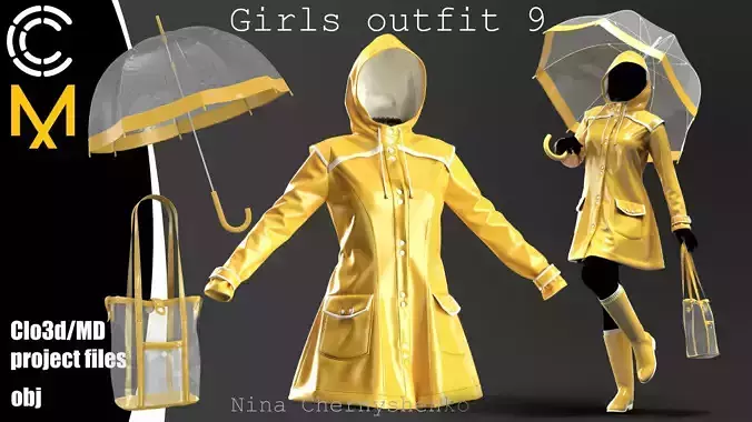 Girls outfit 9 - Marvelous Designer project and OBJ