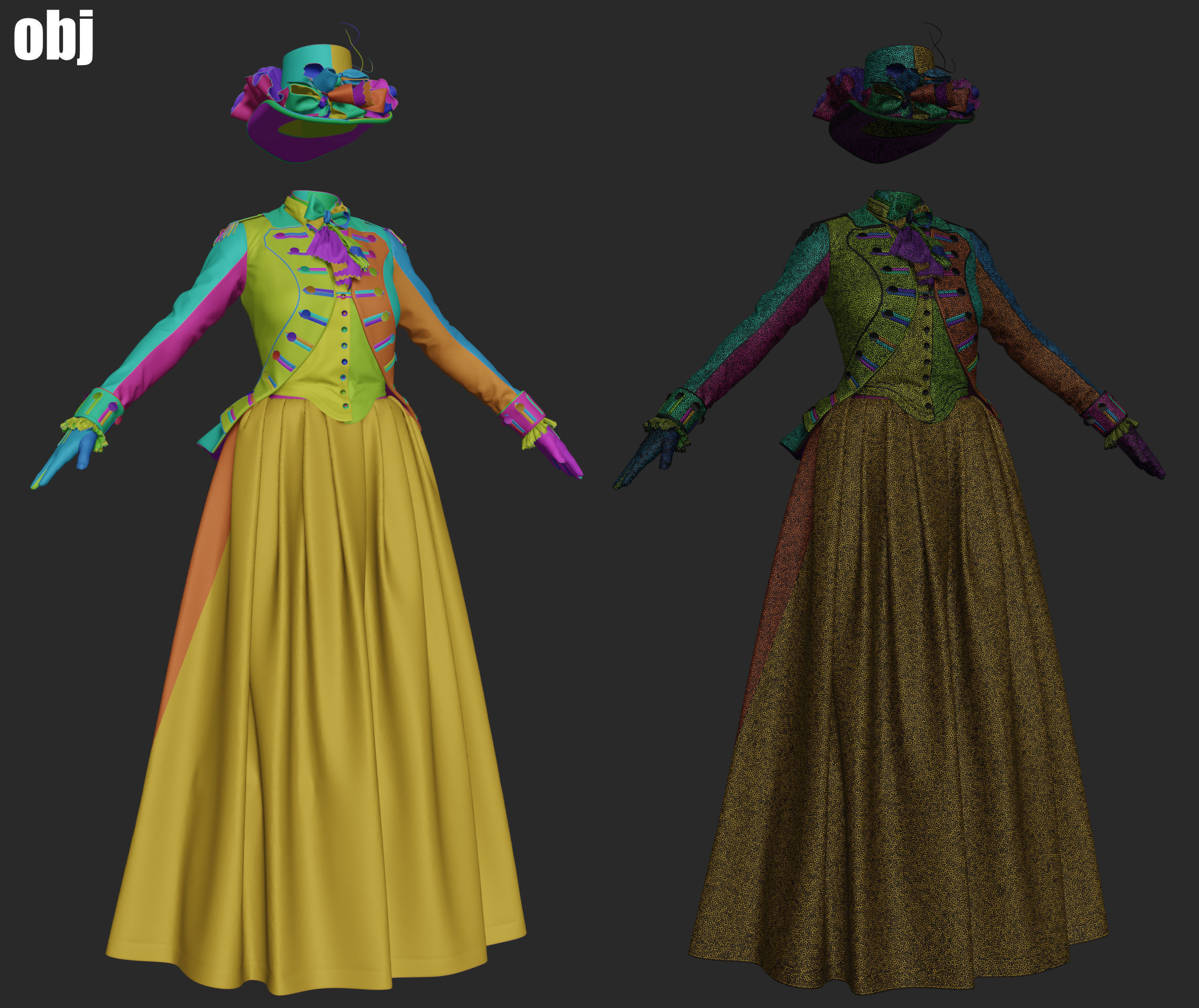 18th century outfit 3 - Marvelous Designer project and OBJ 3D model_4