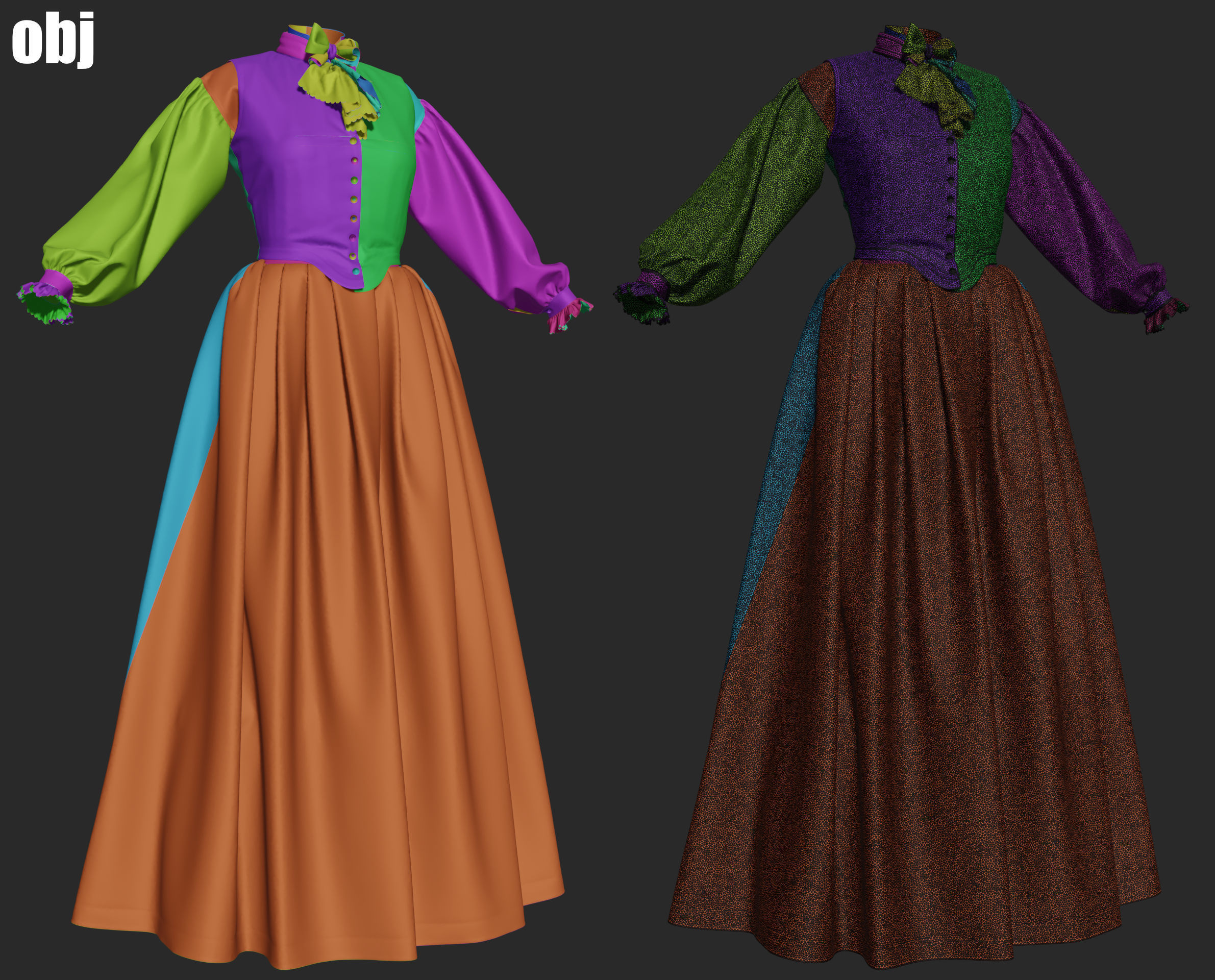 18th century outfit 3 - Marvelous Designer project and OBJ 3D model_7