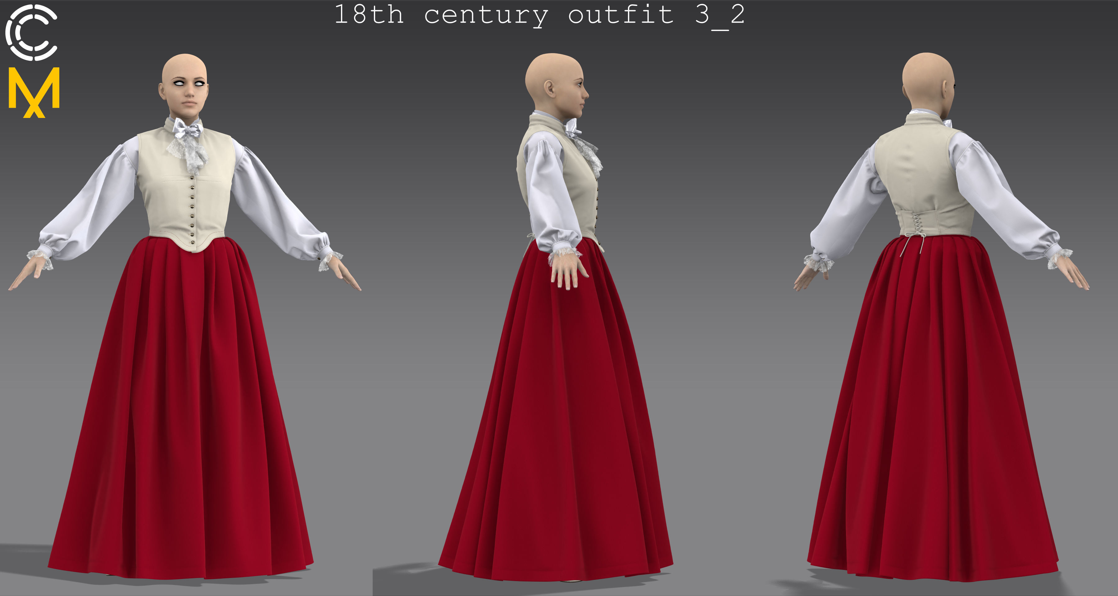 18th century outfit 3 - Marvelous Designer project and OBJ 3D model_5