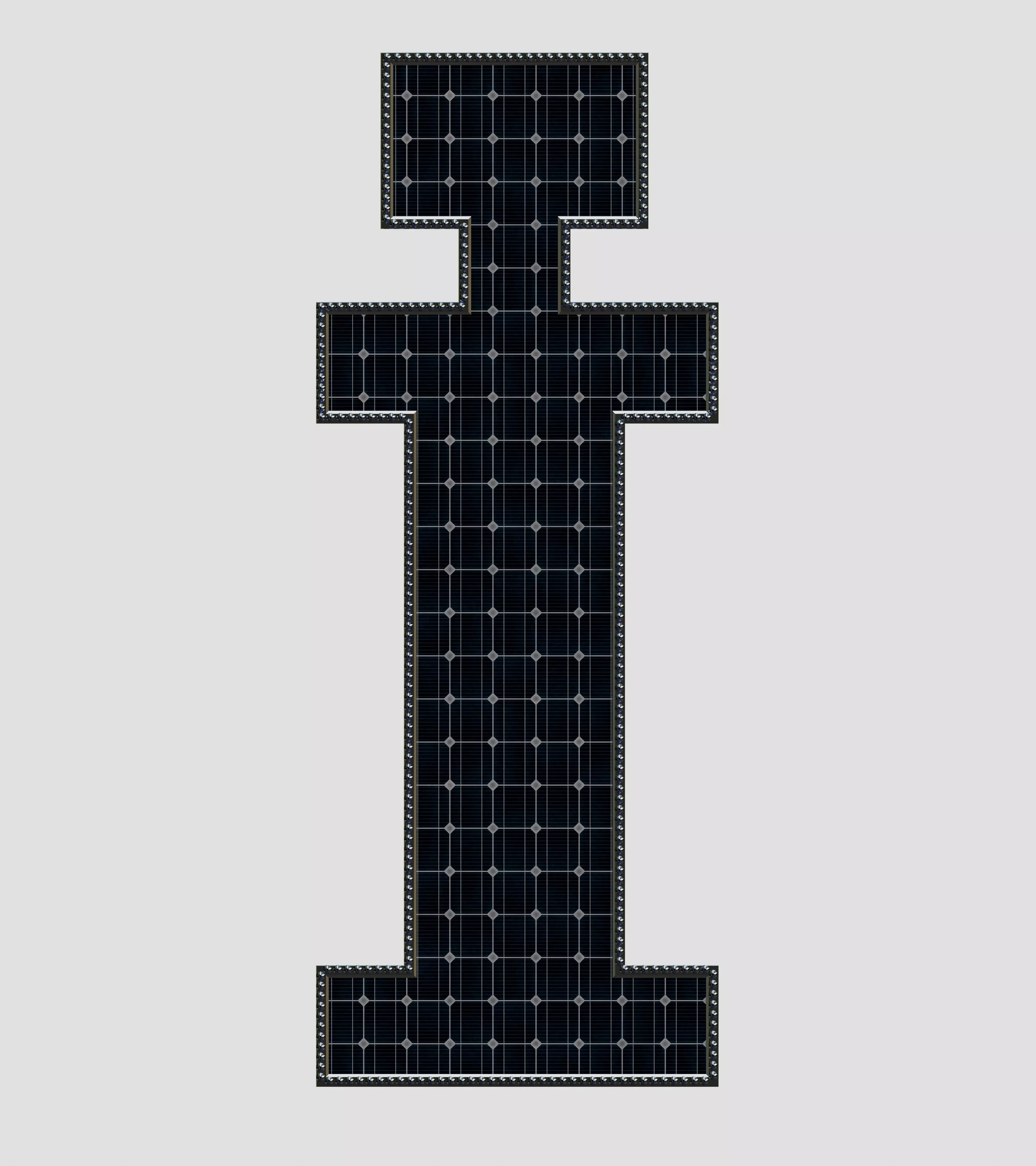 Solar Panel Letter - I 3D model_0