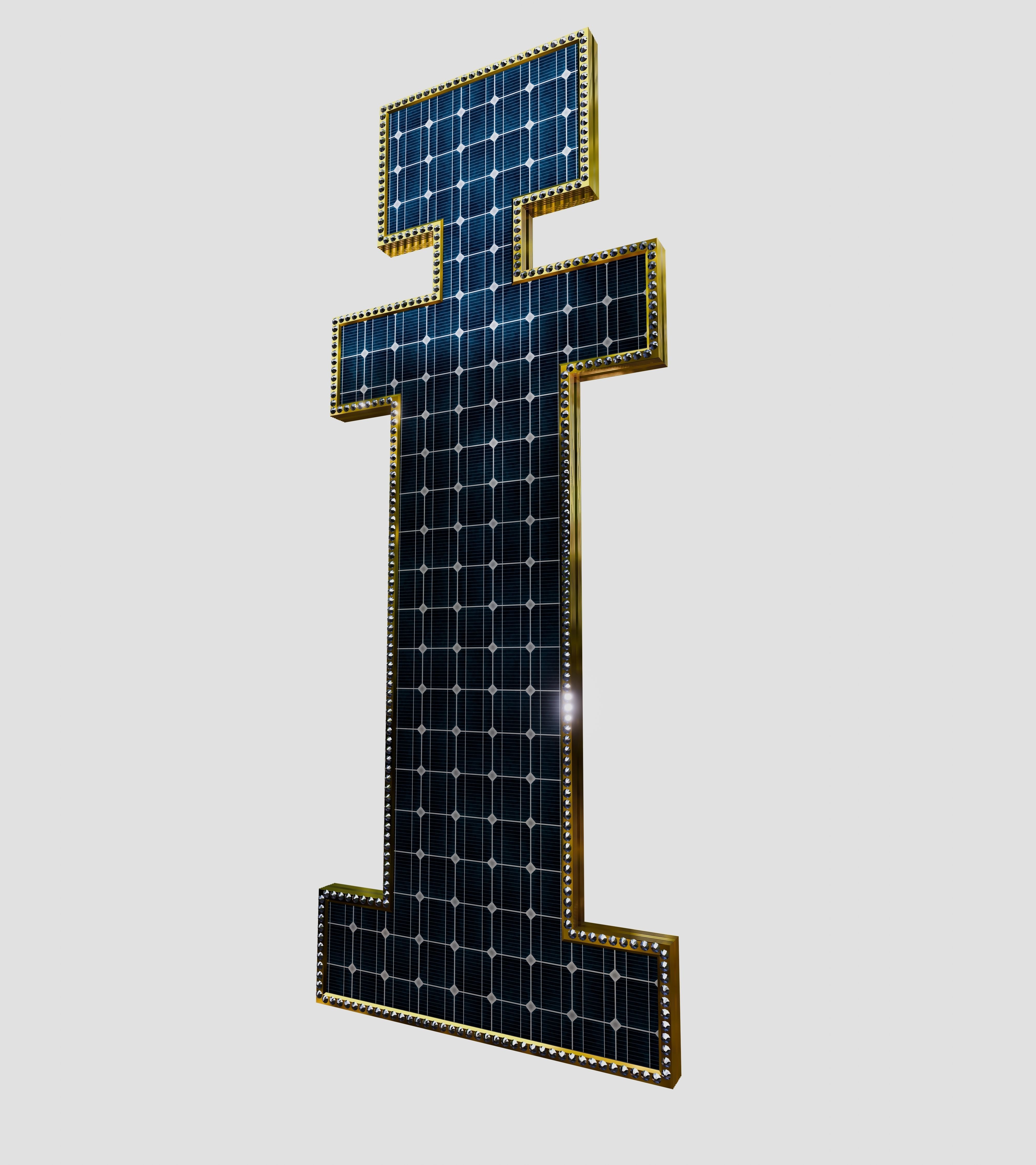 Solar Panel Letter - I 3D model_7