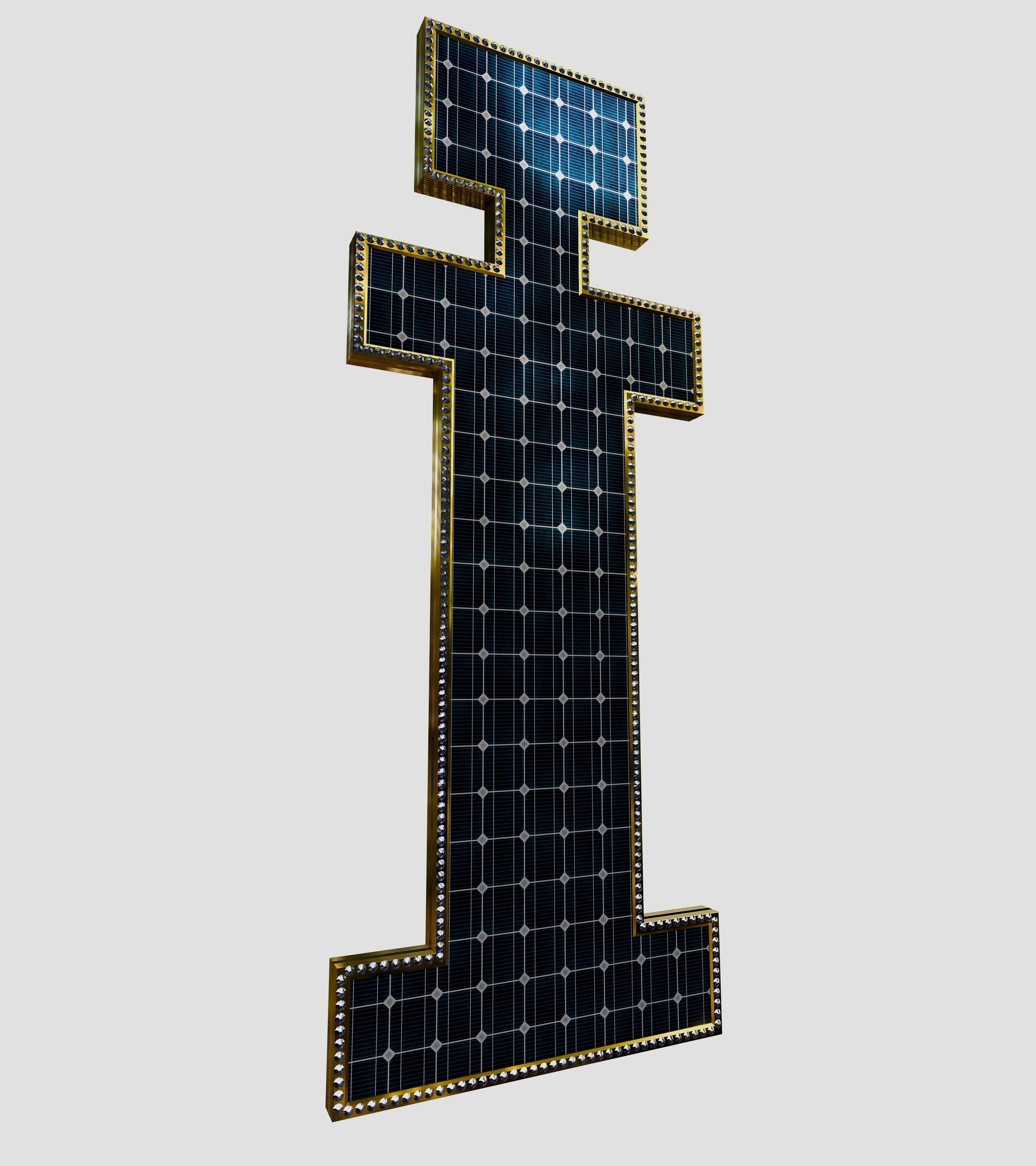 Solar Panel Letter - I 3D model_5