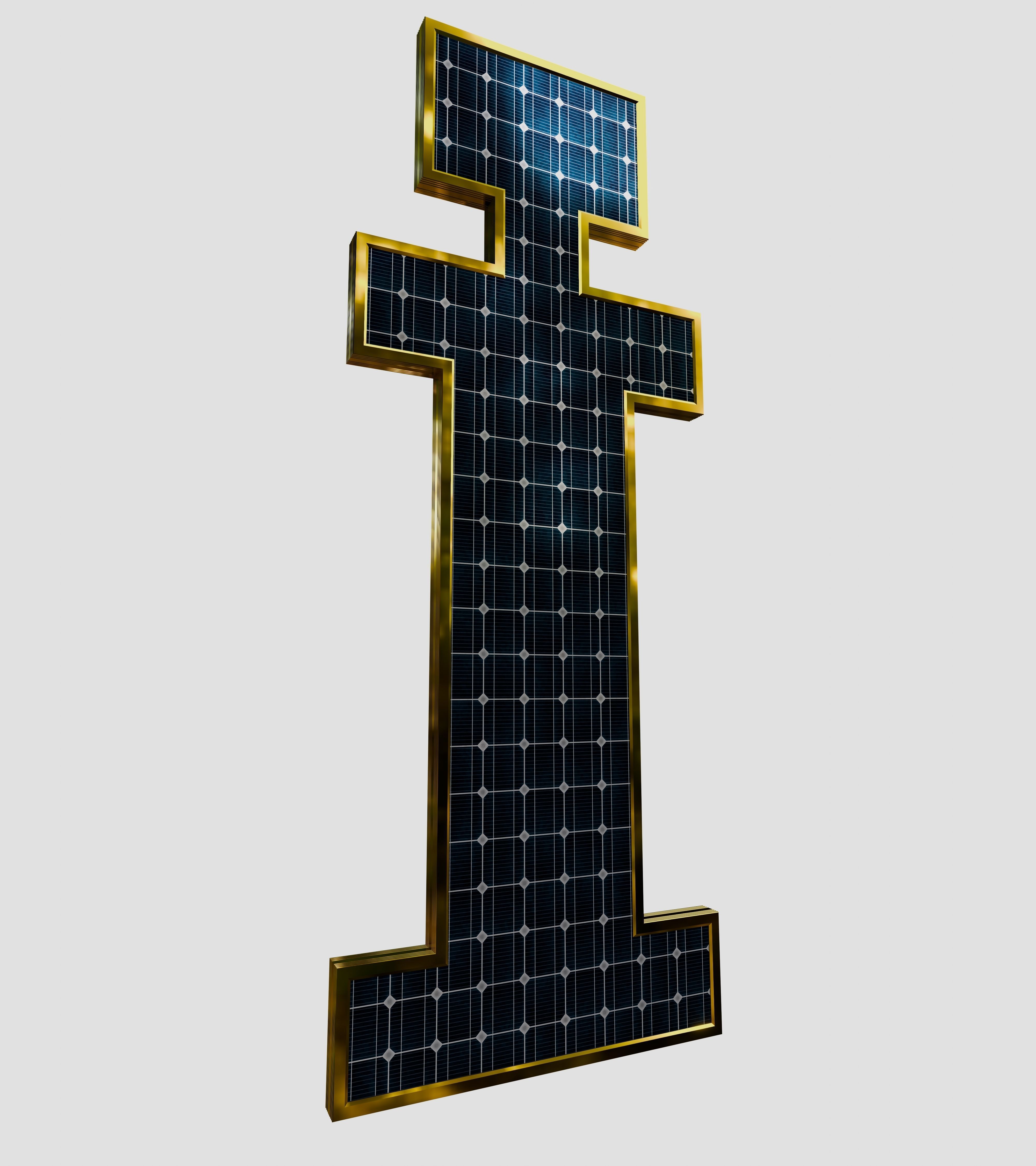 Solar Panel Letter - I 3D model_9