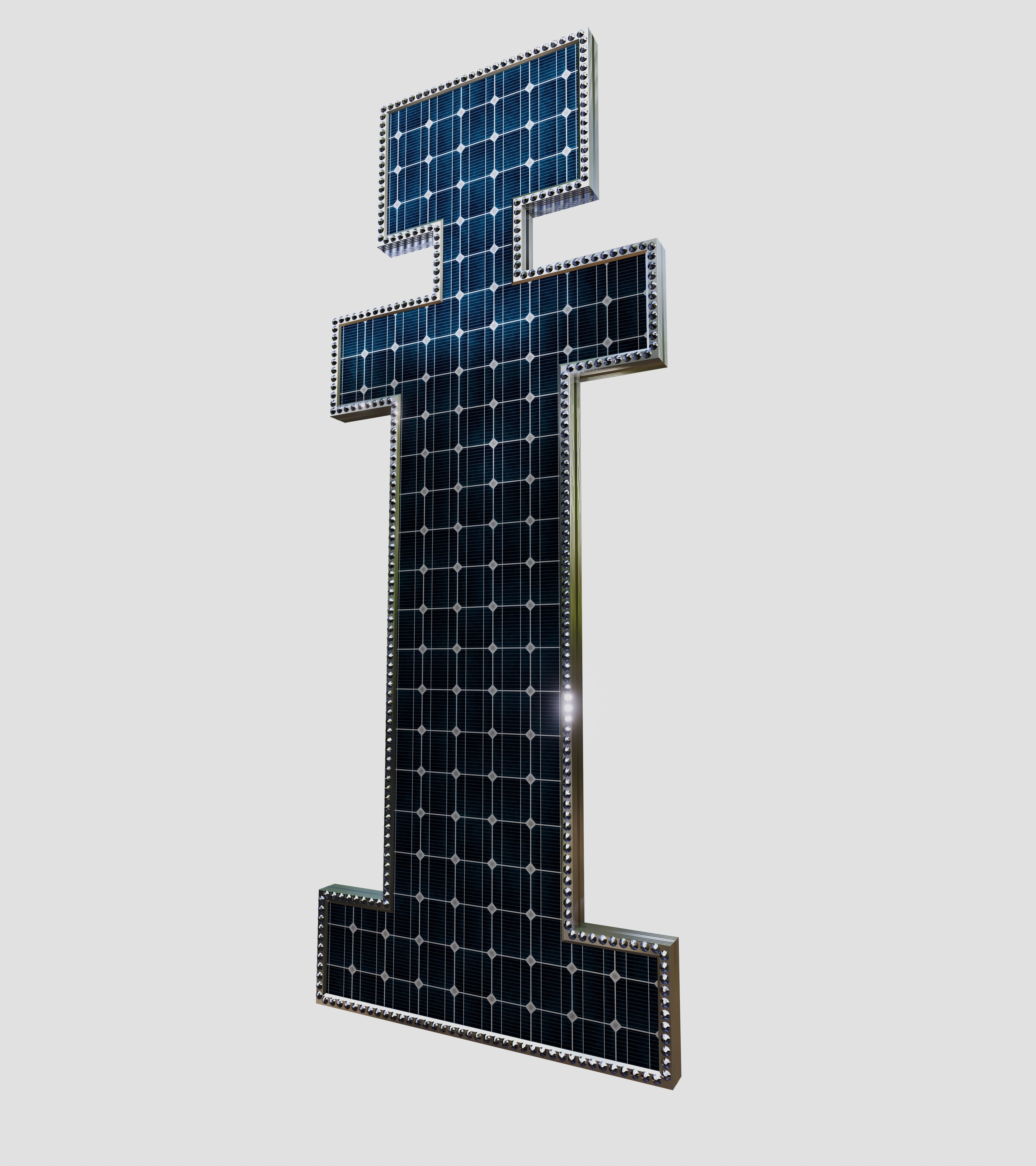 Solar Panel Letter - I 3D model_6
