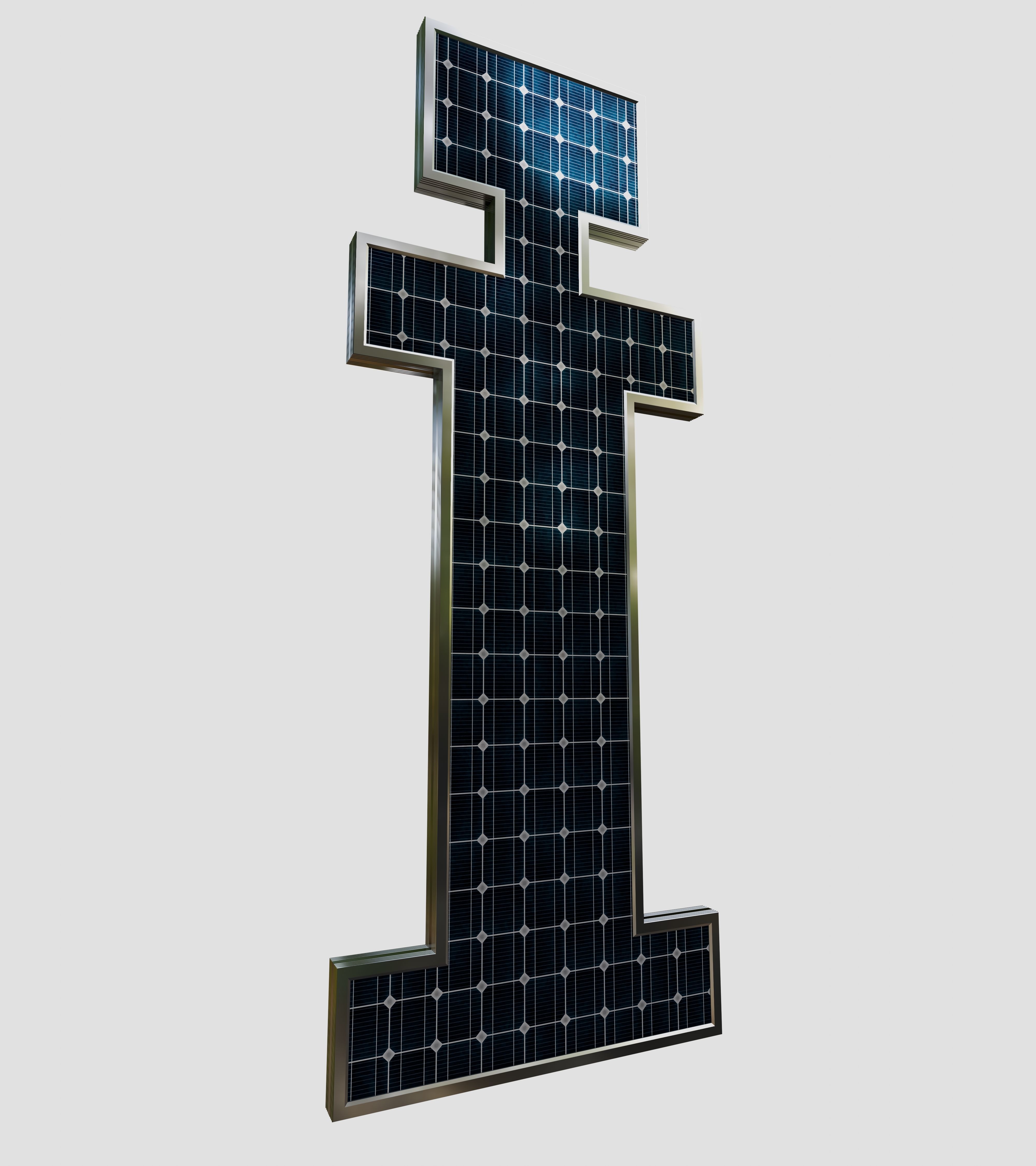 Solar Panel Letter - I 3D model_8