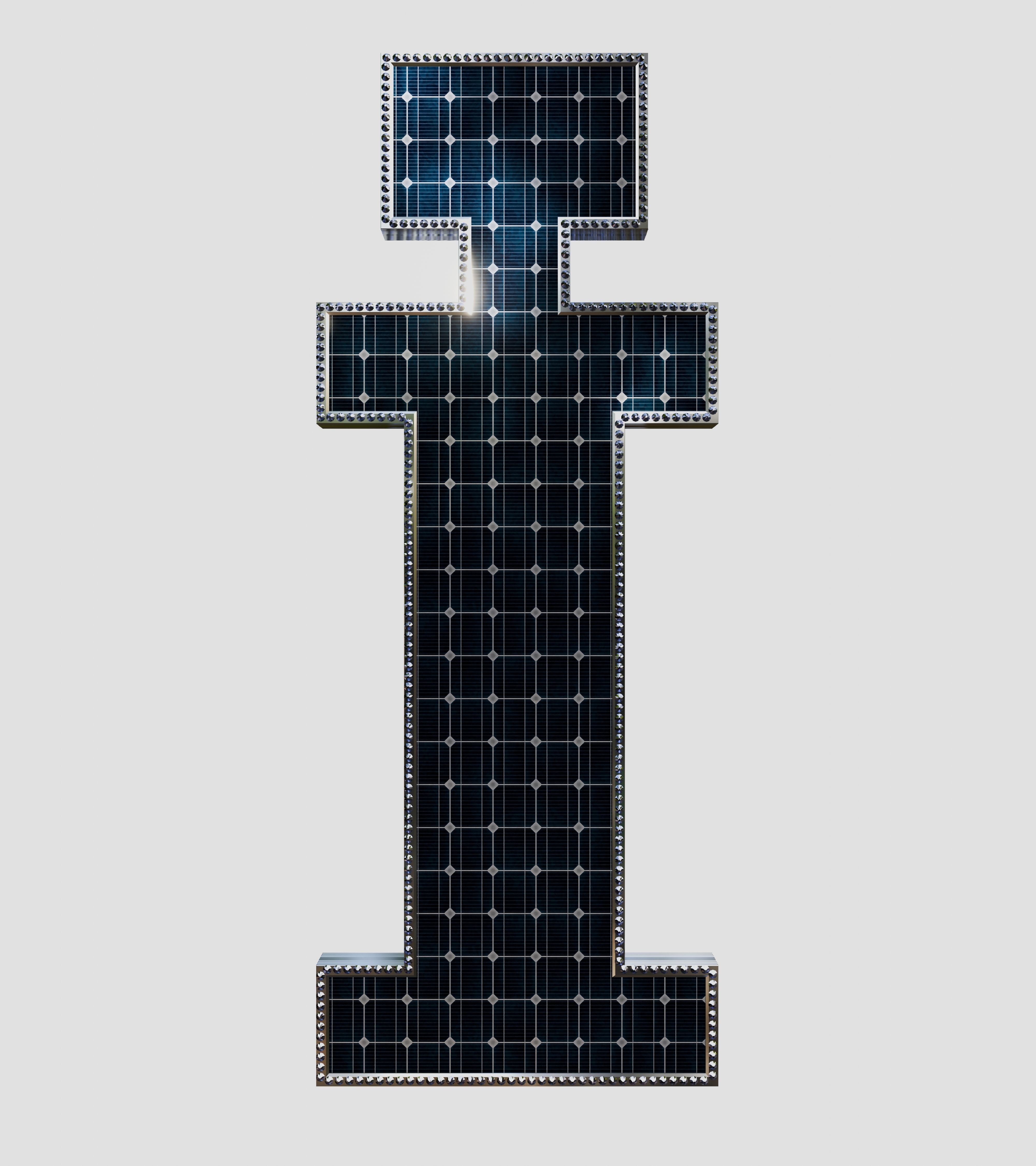 Solar Panel Letter - I 3D model_2