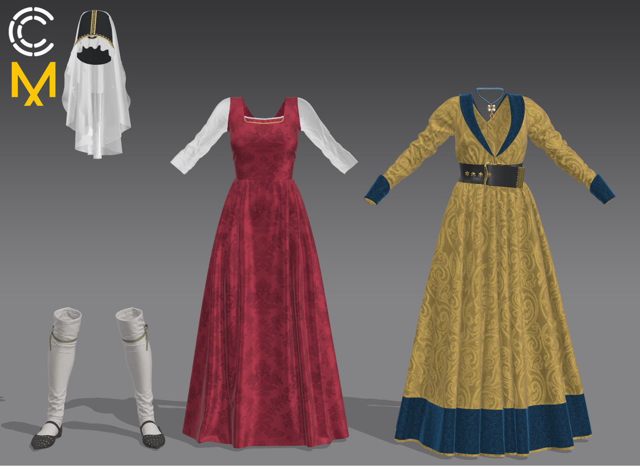 15th century outfit 2 - Marvelous Designer project and OBJ 3D model_4