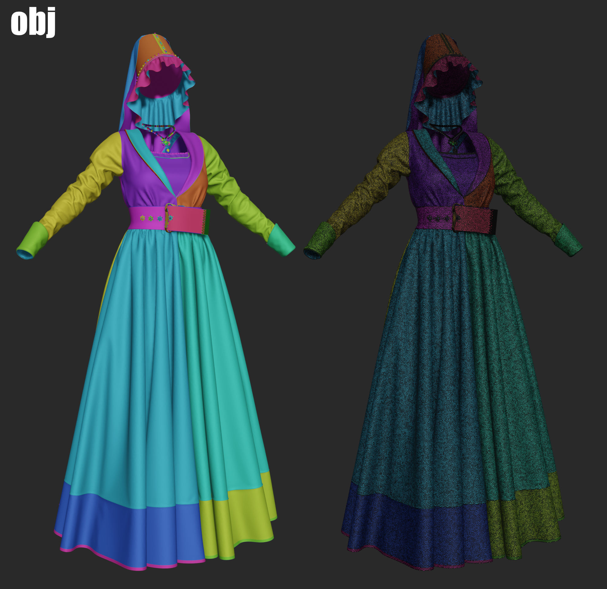 15th century outfit 2 - Marvelous Designer project and OBJ 3D model_7