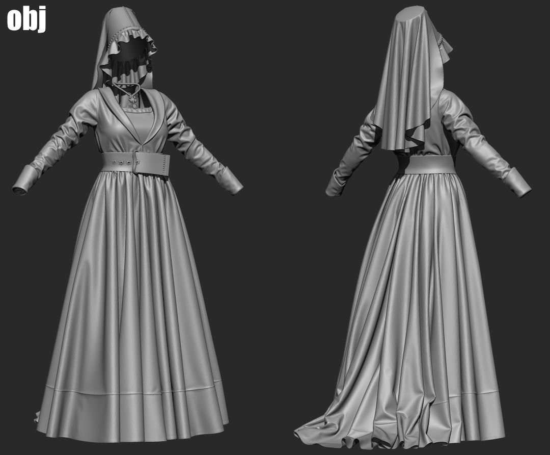 15th century outfit 2 - Marvelous Designer project and OBJ 3D model_6