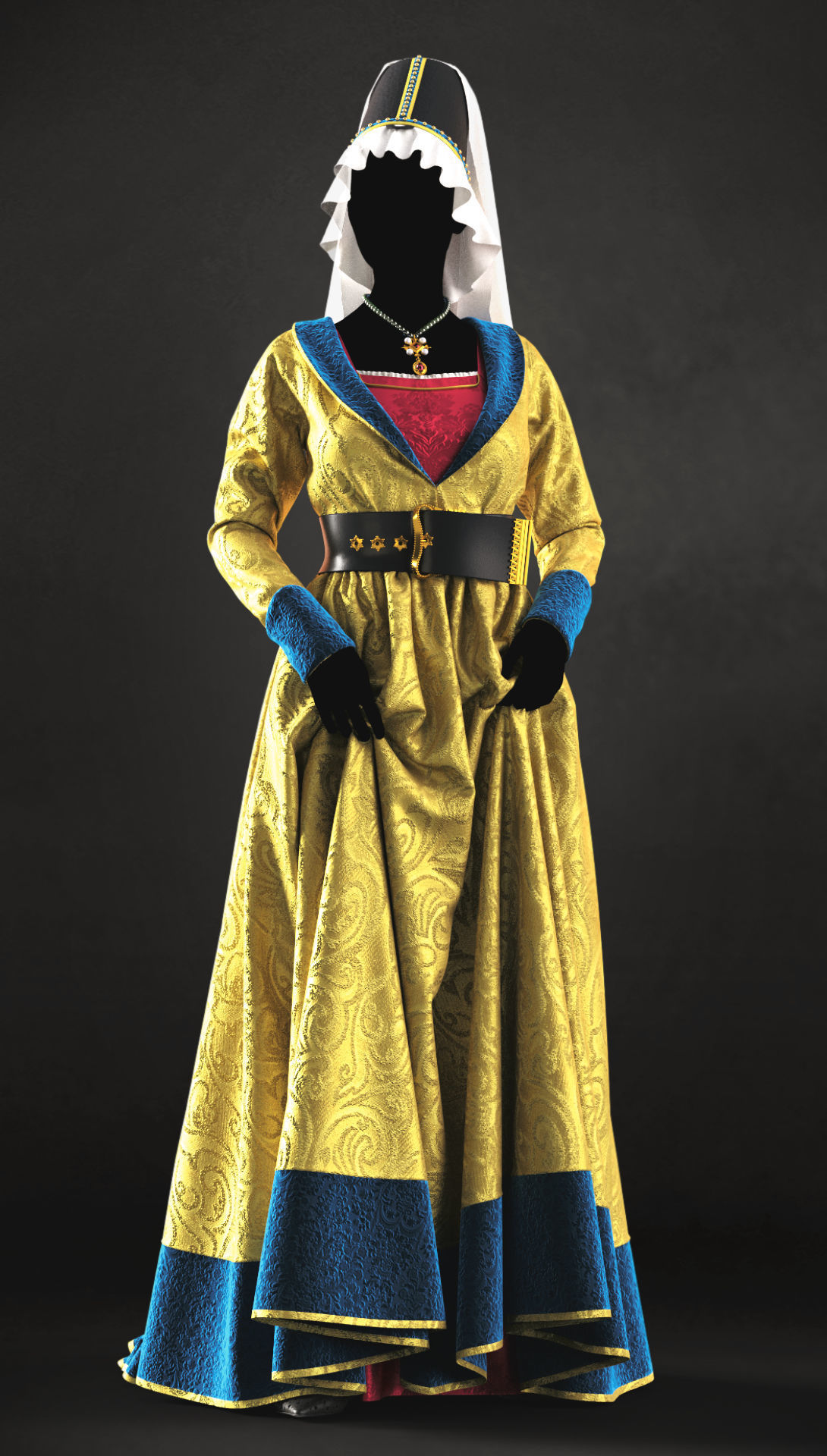 15th century outfit 2 - Marvelous Designer project and OBJ 3D model_1