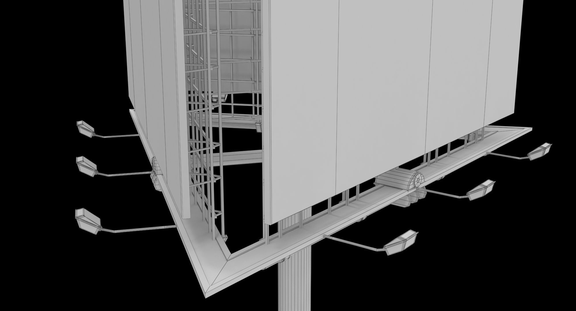 Billboard 3 Grey Low-poly 3D model_20
