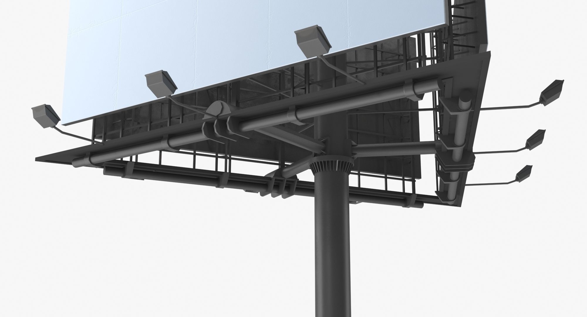 Billboard 3 Grey Low-poly 3D model_4