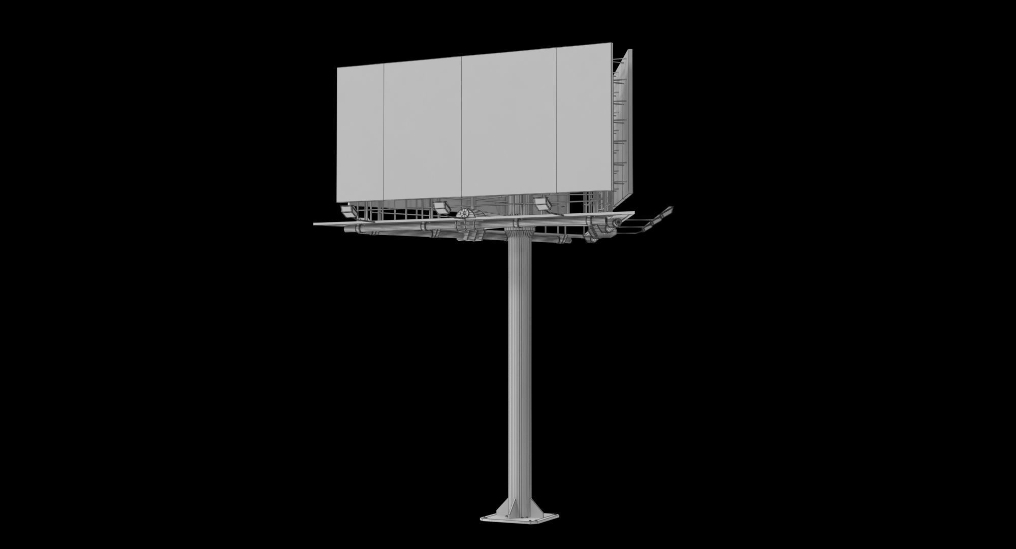 Billboard 3 Grey Low-poly 3D model_18