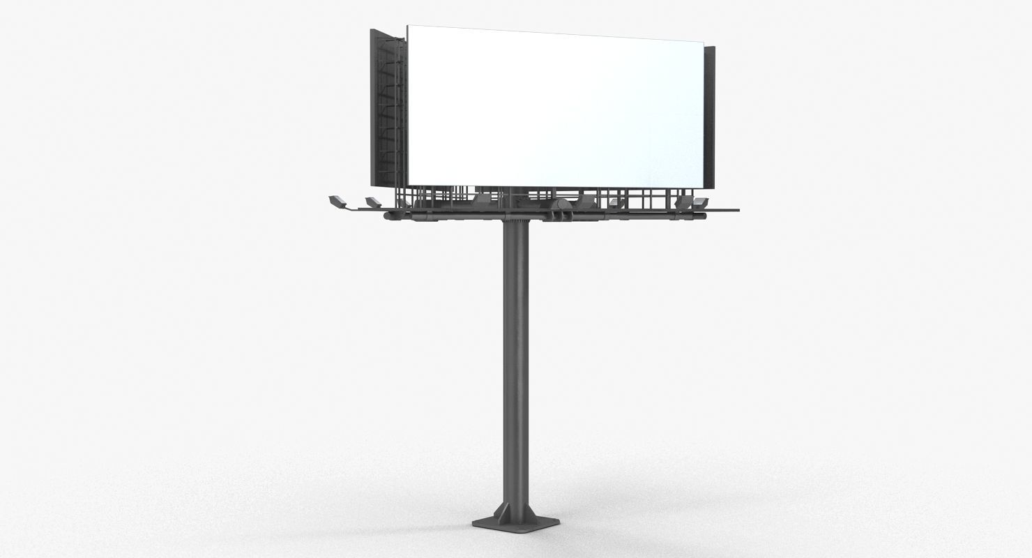 Billboard 3 Grey Low-poly 3D model_12