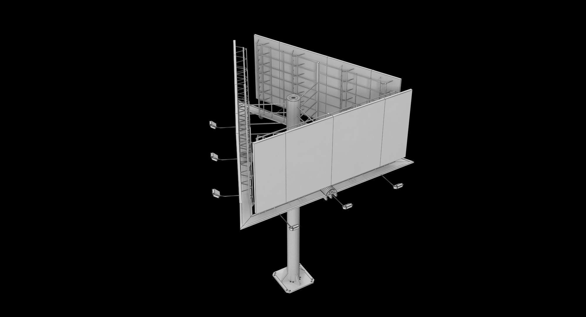 Billboard 3 Grey Low-poly 3D model_19