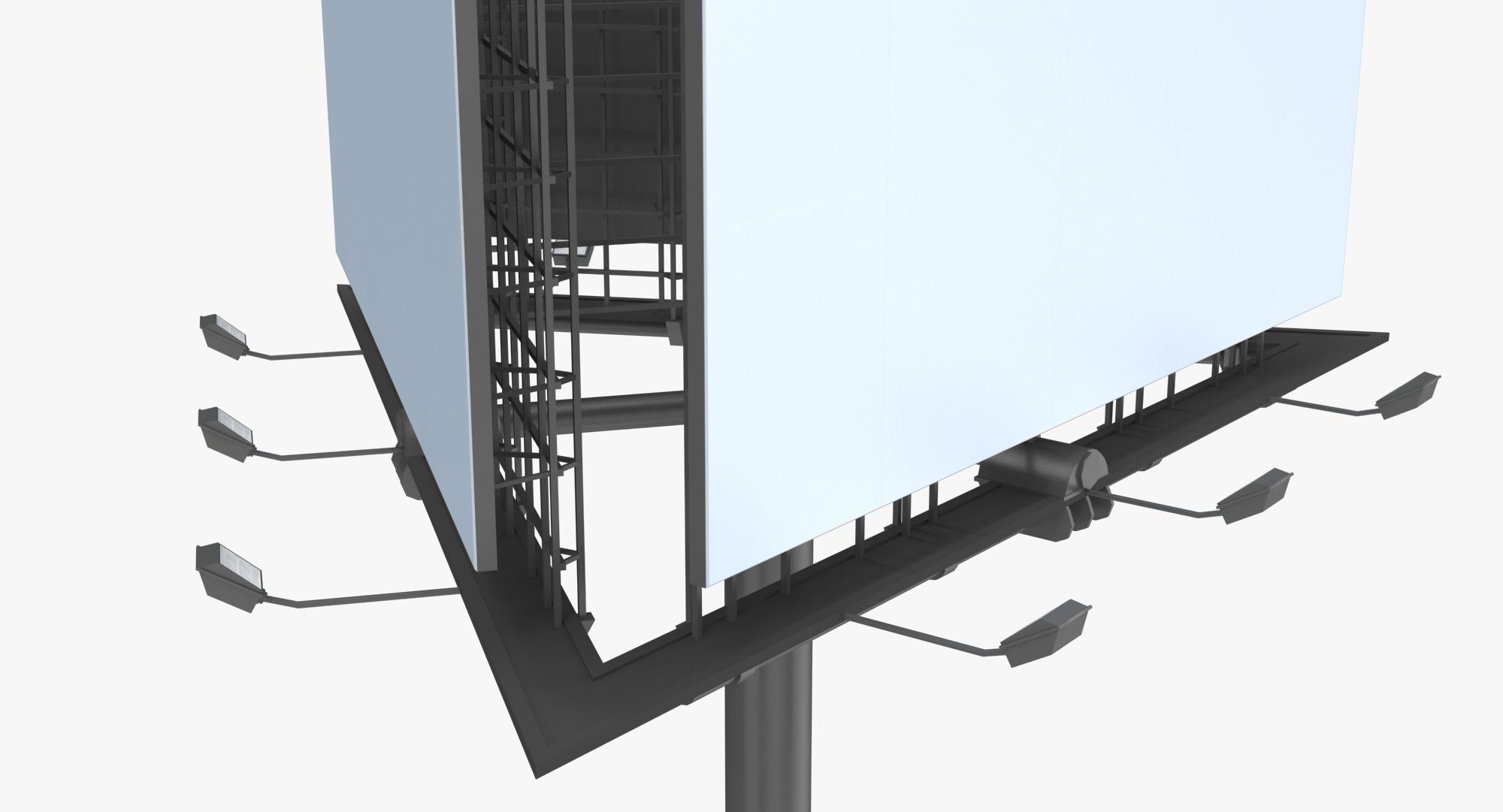 Billboard 3 Grey Low-poly 3D model_3