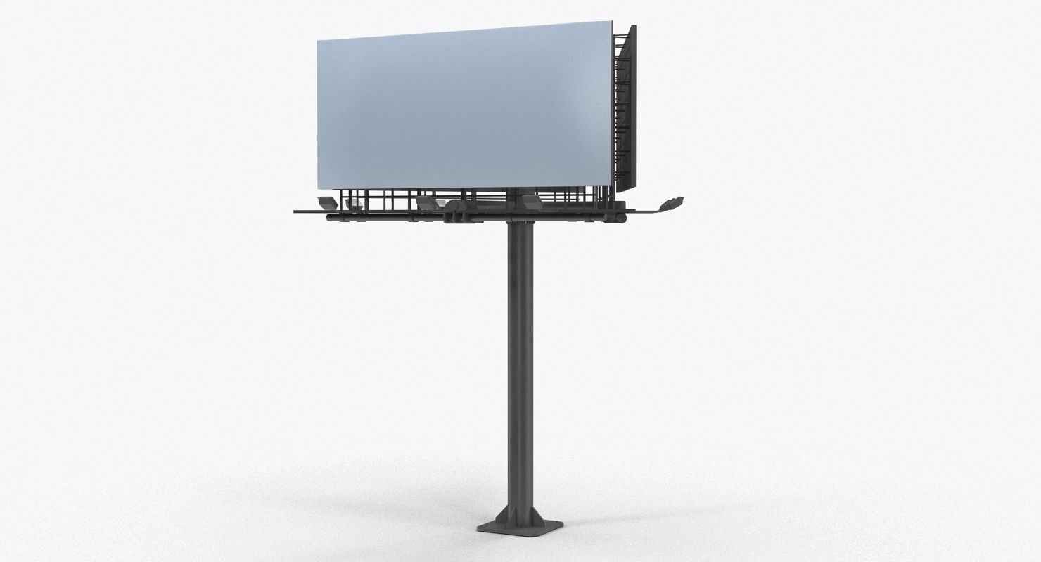 Billboard 3 Grey Low-poly 3D model_7