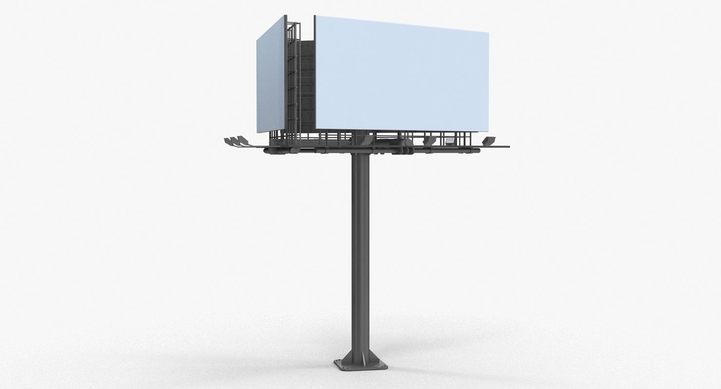 Billboard 3 Grey Low-poly 3D model_16