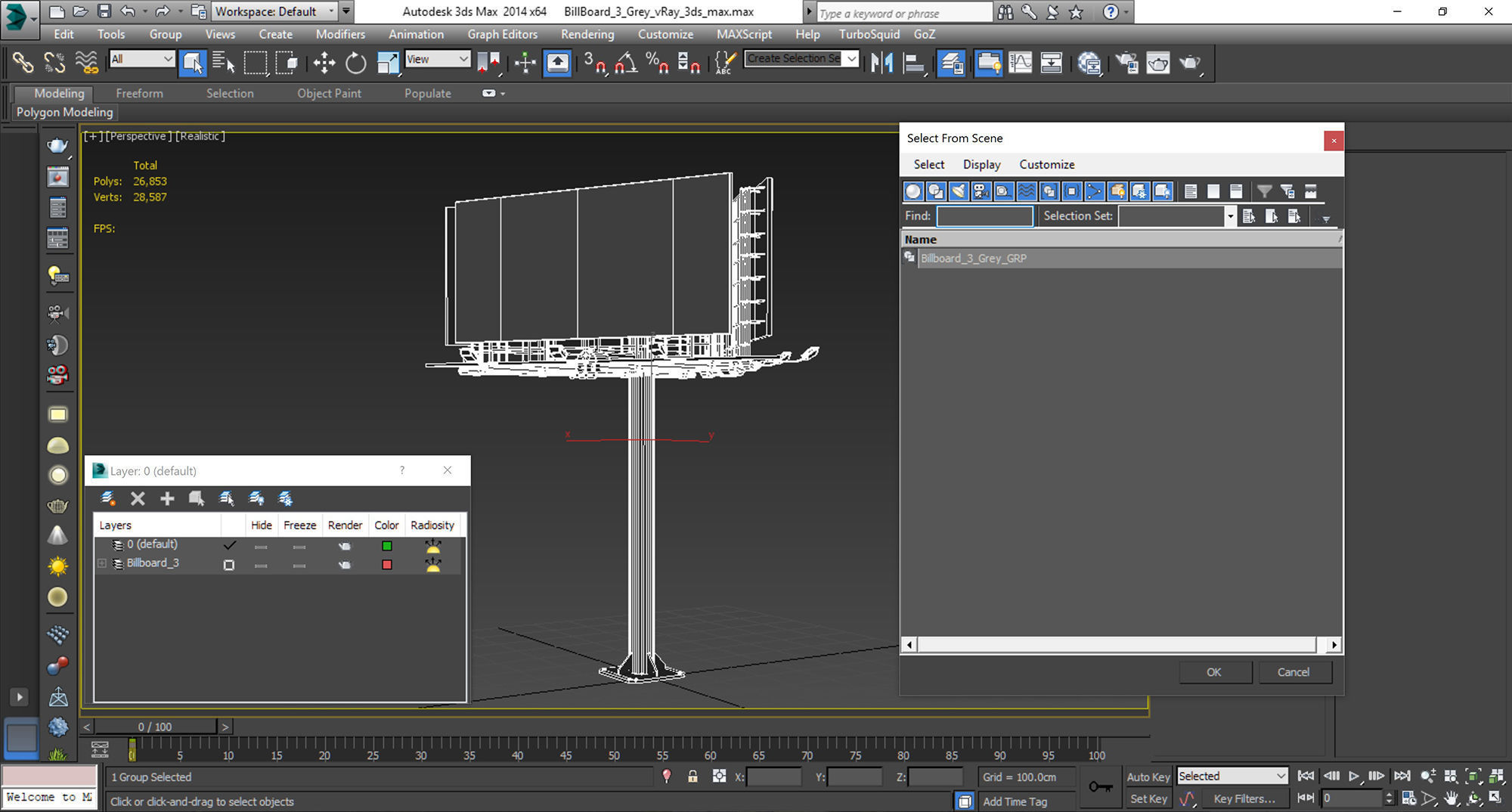 Billboard 3 Grey Low-poly 3D model_25