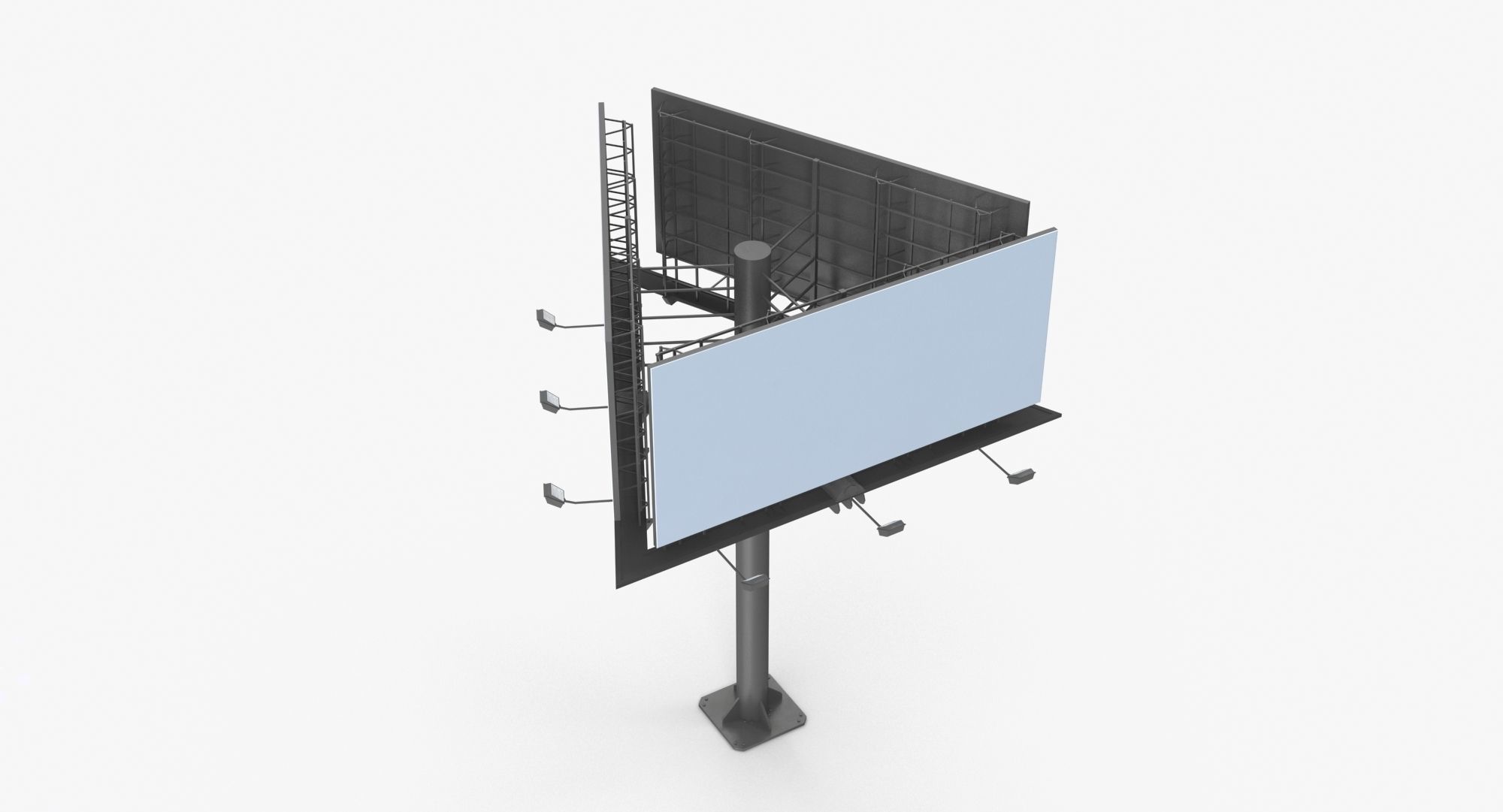 Billboard 3 Grey Low-poly 3D model_2