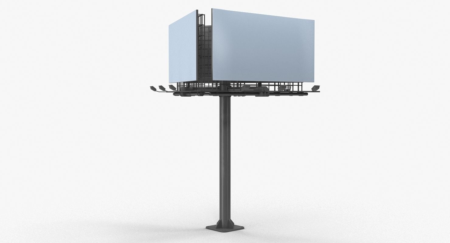 Billboard 3 Grey Low-poly 3D model_9