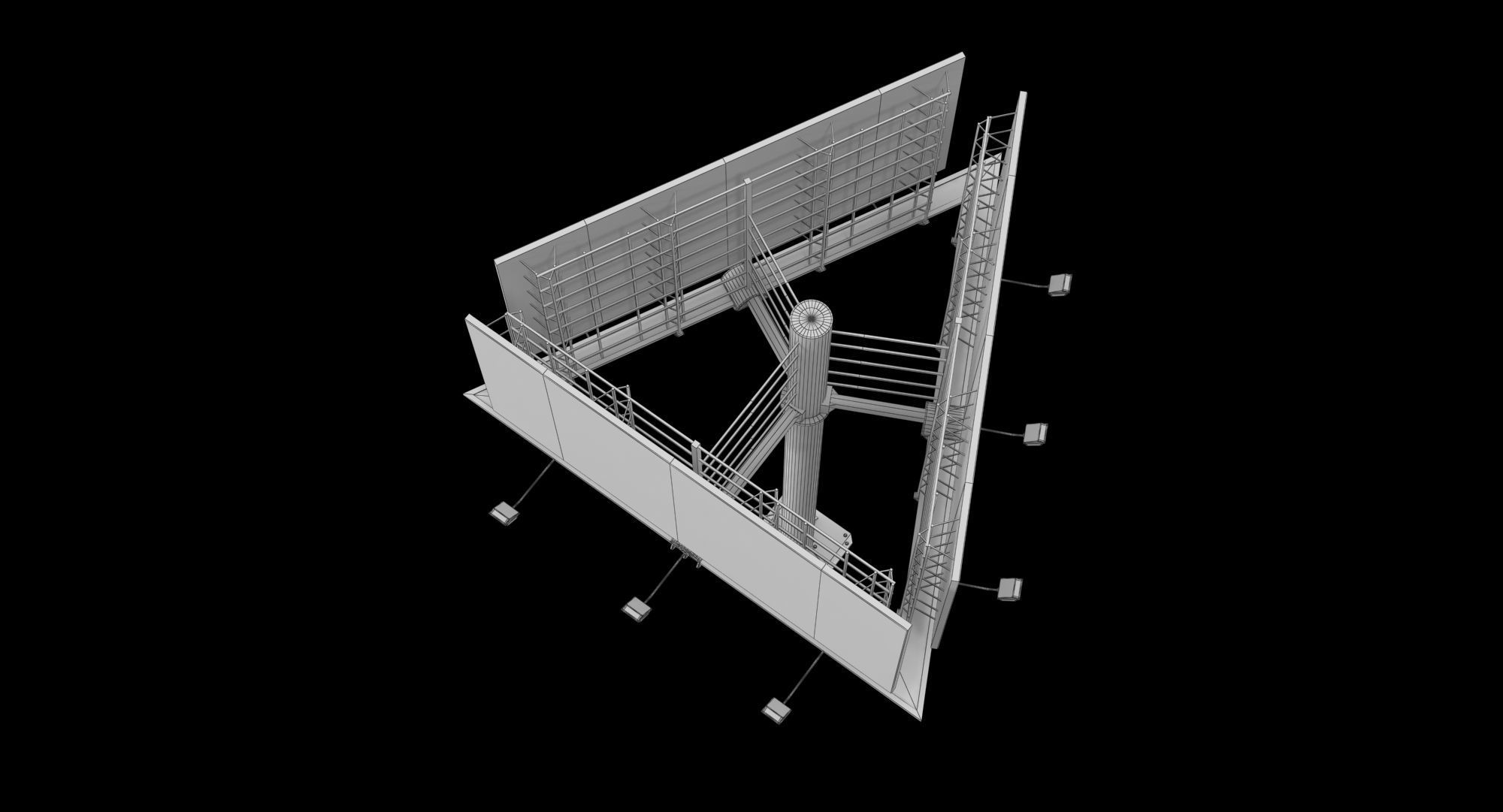 Billboard 3 Grey Low-poly 3D model_22