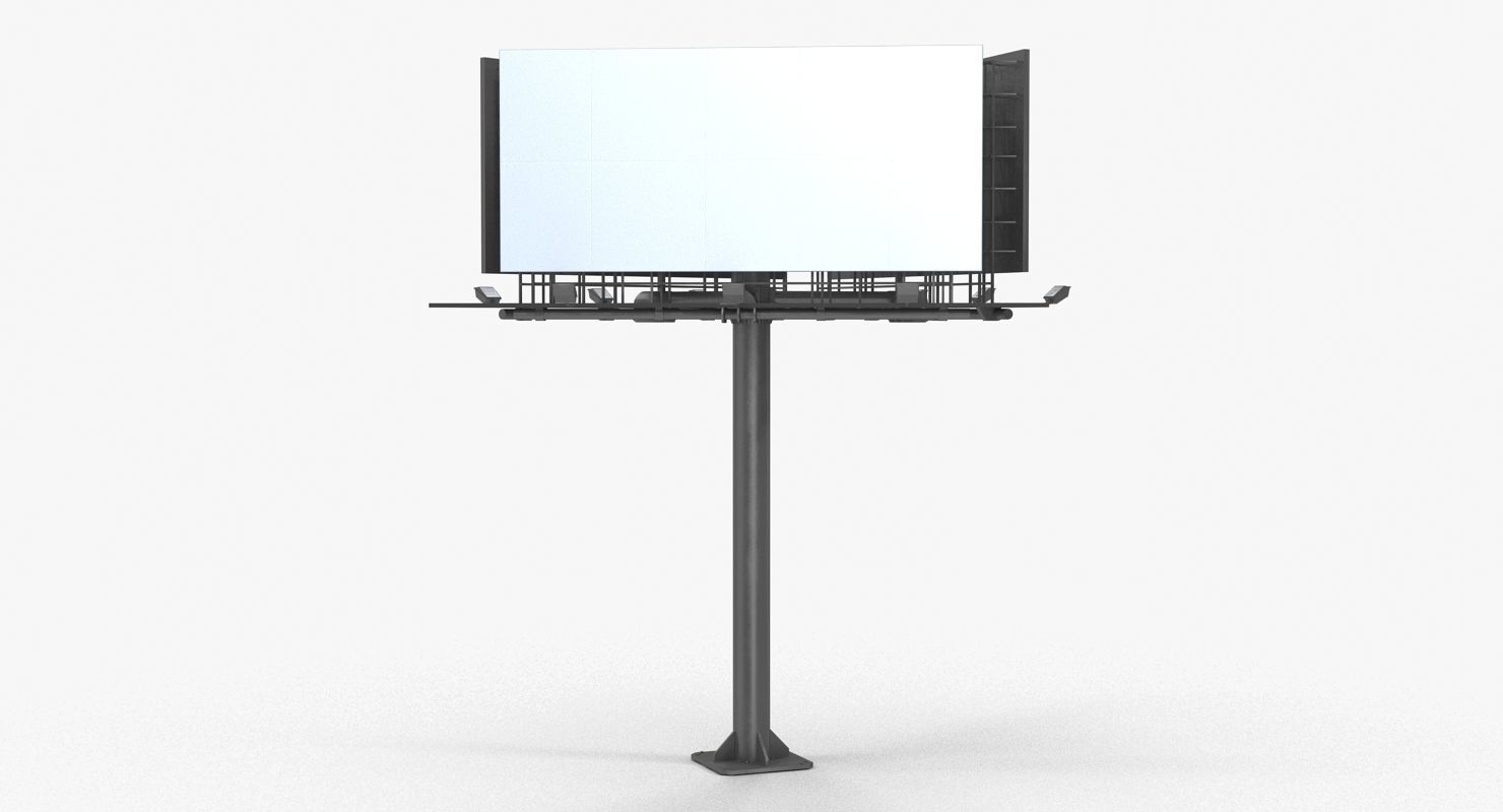 Billboard 3 Grey Low-poly 3D model_11