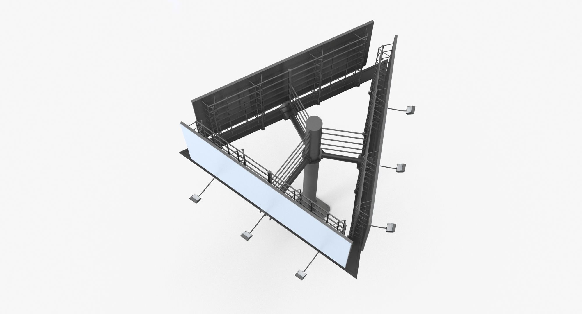 Billboard 3 Grey Low-poly 3D model_5