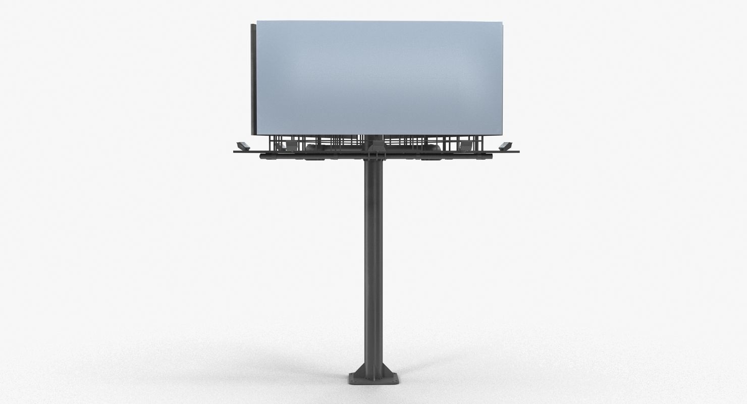 Billboard 3 Grey Low-poly 3D model_8