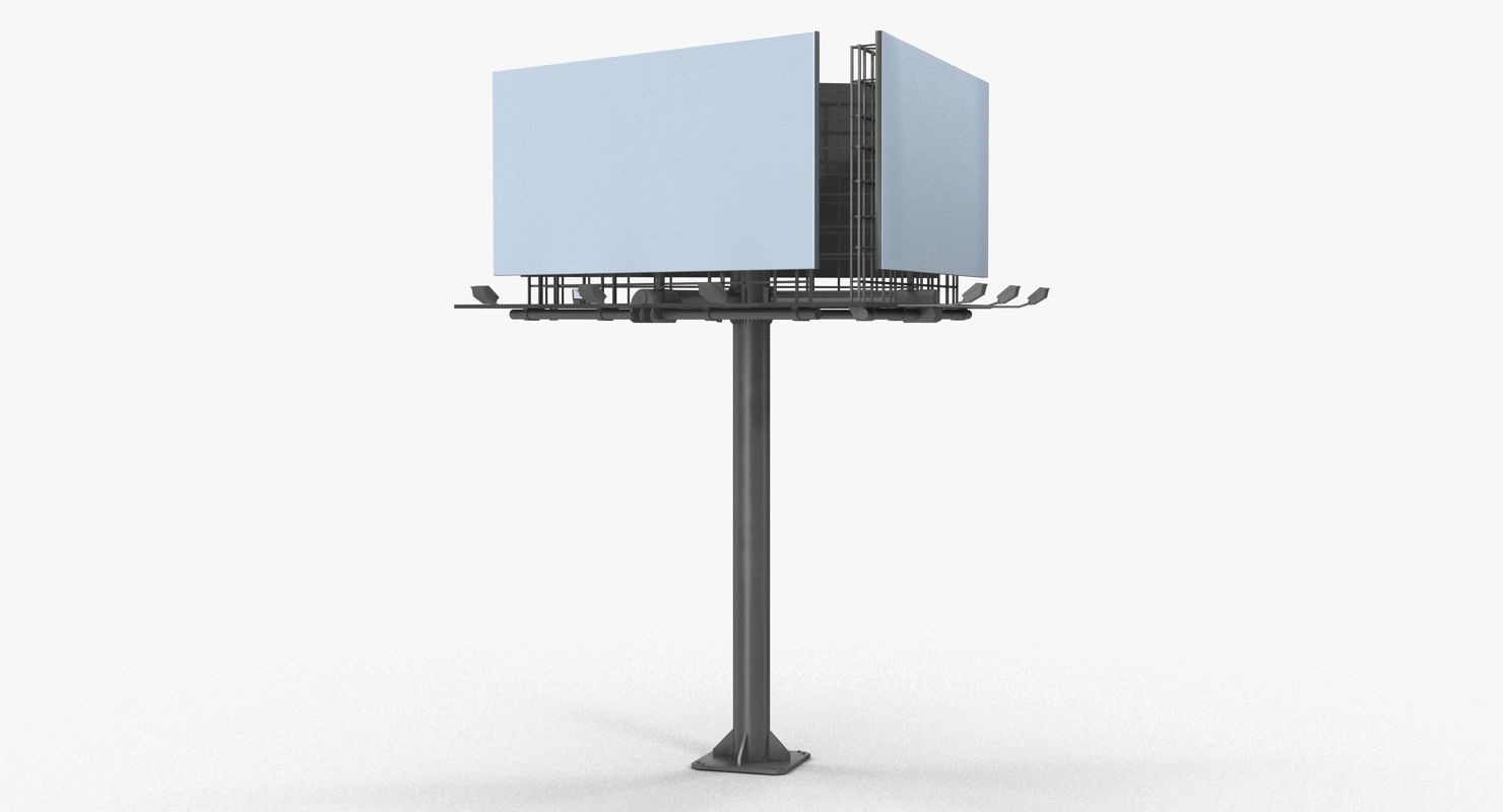 Billboard 3 Grey Low-poly 3D model_10