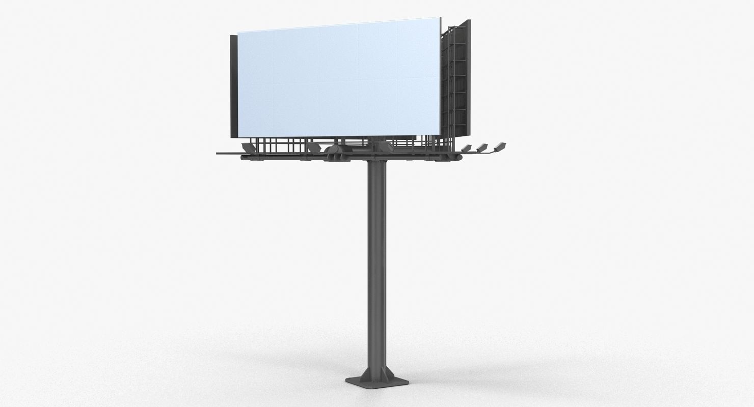Billboard 3 Grey Low-poly 3D model_14