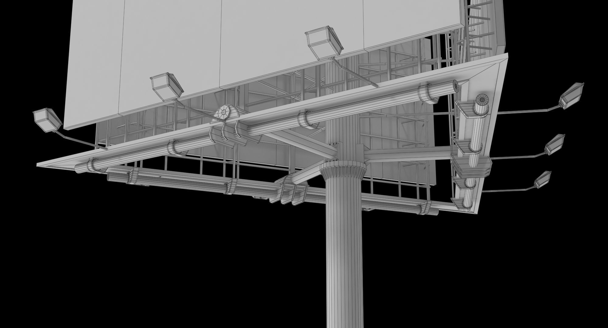 Billboard 3 Grey Low-poly 3D model_21