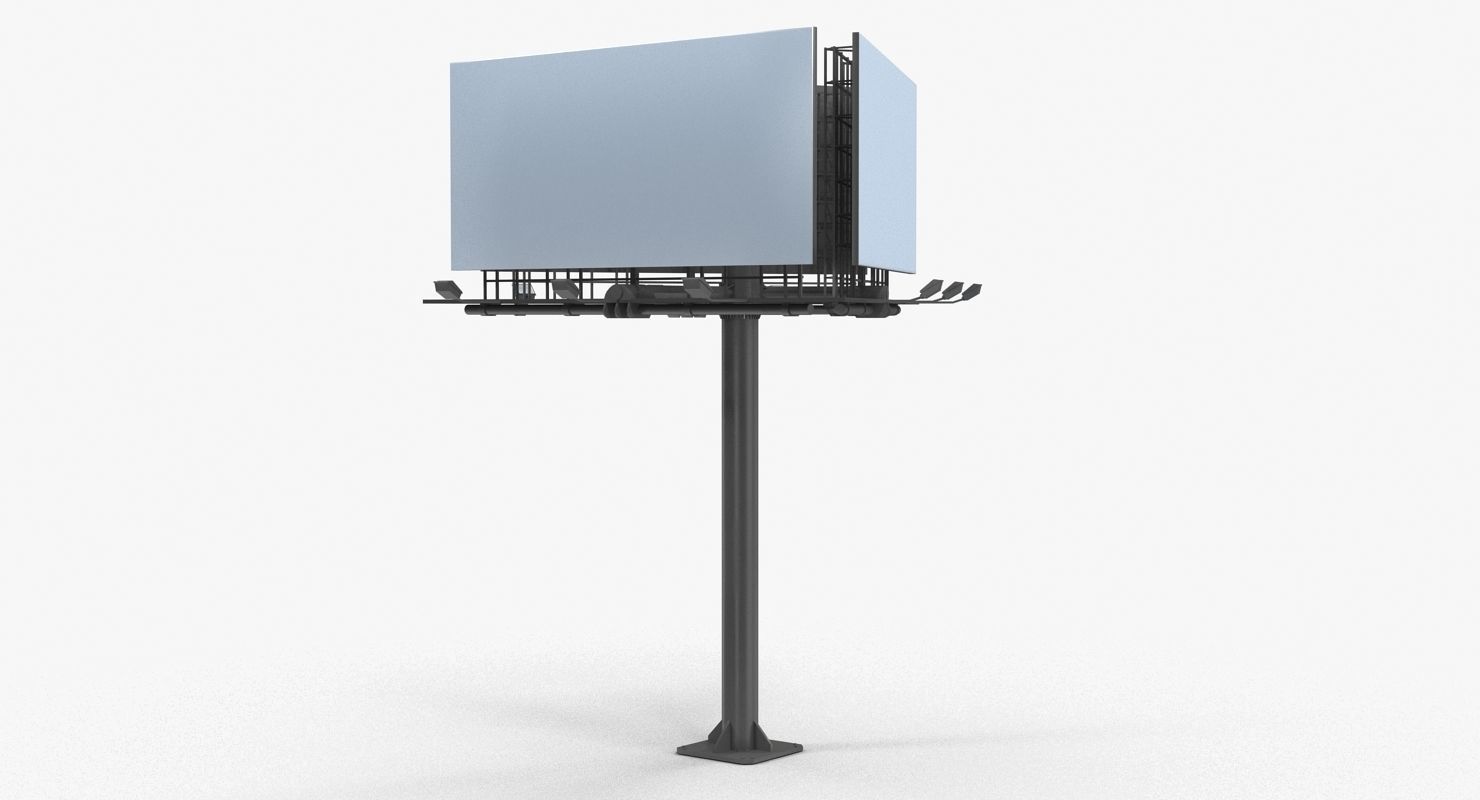 Billboard 3 Grey Low-poly 3D model_17