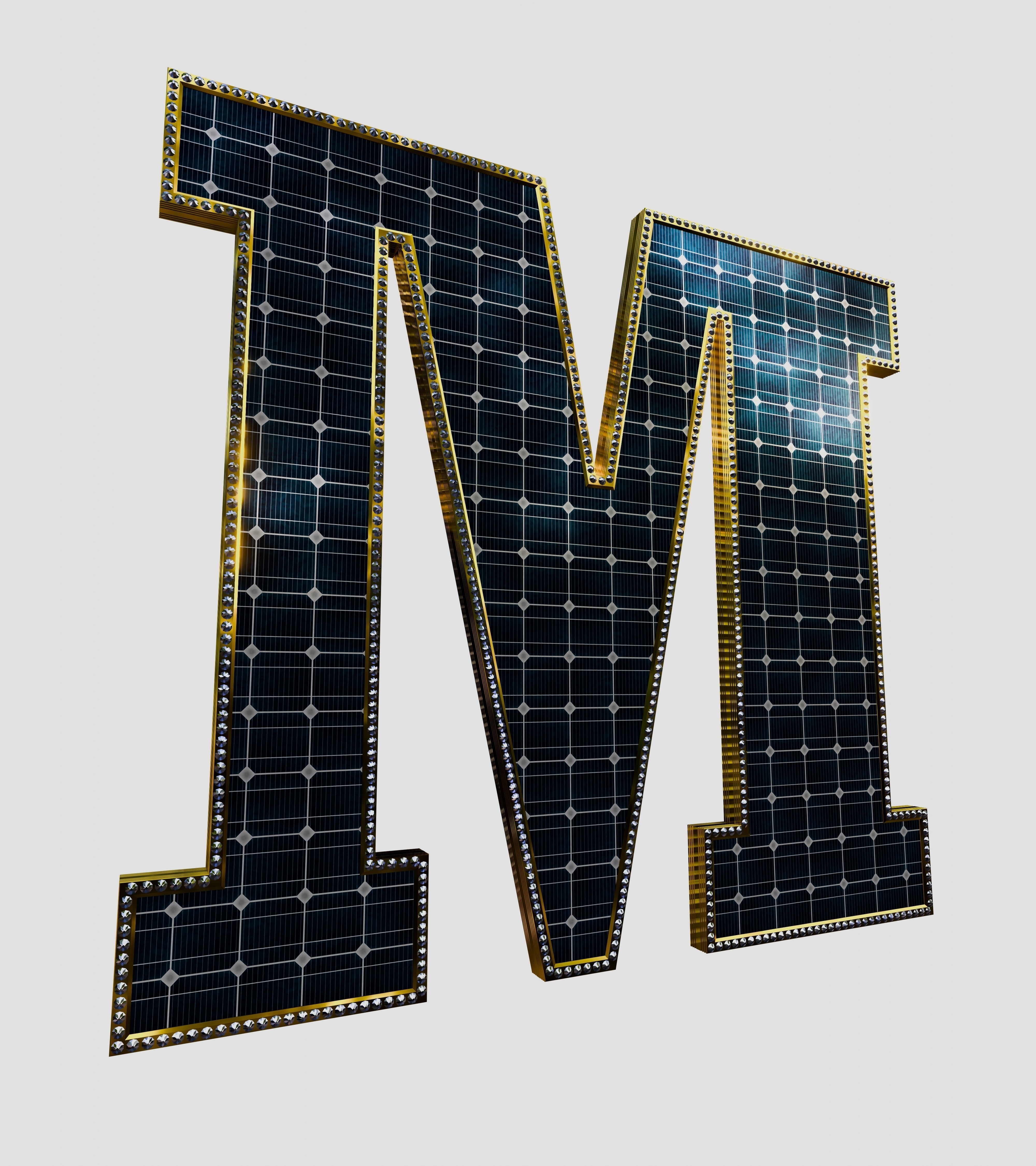 Solar Panel Letter - M 3D model_5